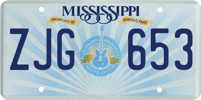 MS license plate ZJG653