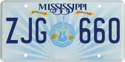 MS license plate ZJG660