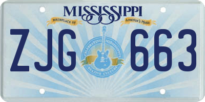 MS license plate ZJG663