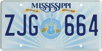 MS license plate ZJG664
