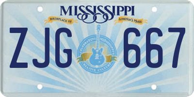 MS license plate ZJG667