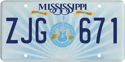 MS license plate ZJG671