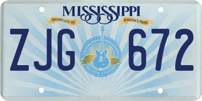 MS license plate ZJG672