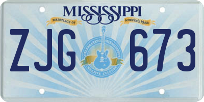 MS license plate ZJG673