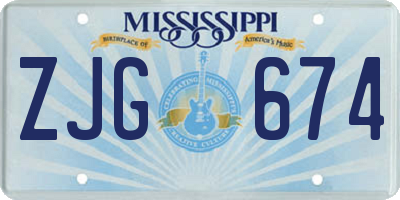 MS license plate ZJG674