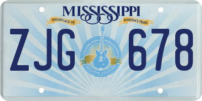 MS license plate ZJG678