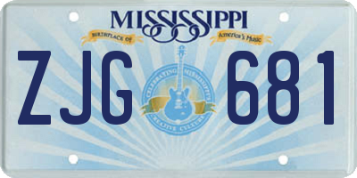 MS license plate ZJG681