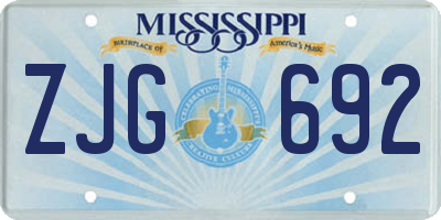 MS license plate ZJG692
