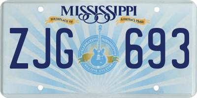 MS license plate ZJG693