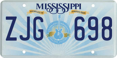 MS license plate ZJG698