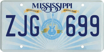 MS license plate ZJG699