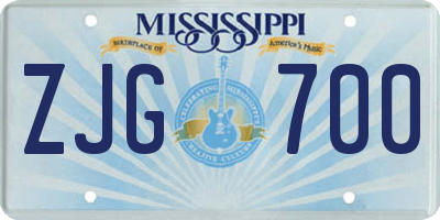 MS license plate ZJG700
