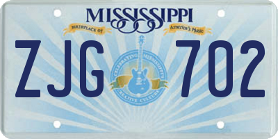 MS license plate ZJG702