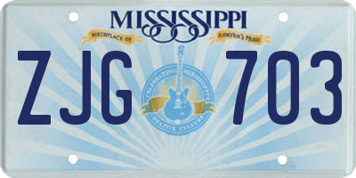 MS license plate ZJG703
