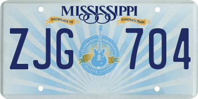 MS license plate ZJG704