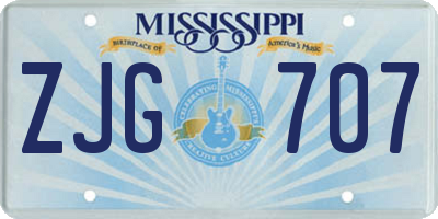 MS license plate ZJG707