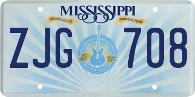 MS license plate ZJG708