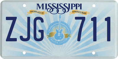 MS license plate ZJG711