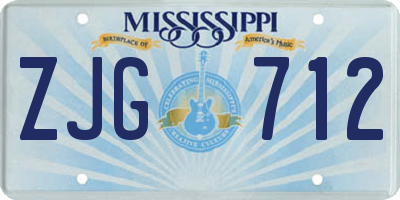 MS license plate ZJG712