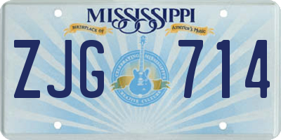 MS license plate ZJG714