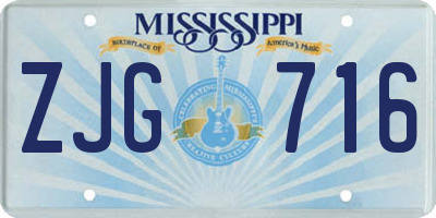 MS license plate ZJG716