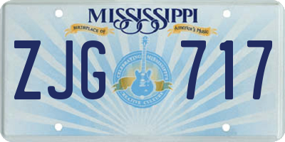 MS license plate ZJG717