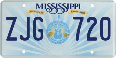 MS license plate ZJG720