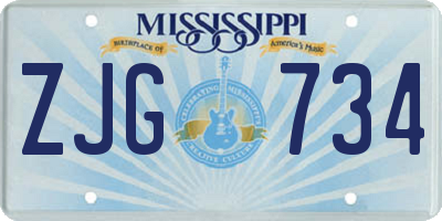 MS license plate ZJG734