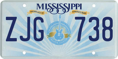 MS license plate ZJG738