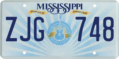 MS license plate ZJG748