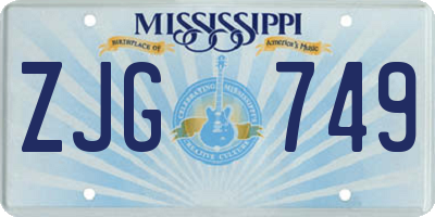MS license plate ZJG749