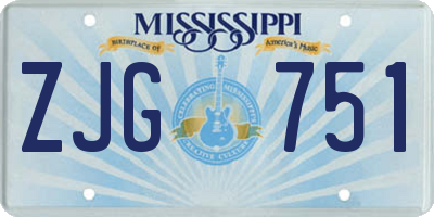 MS license plate ZJG751