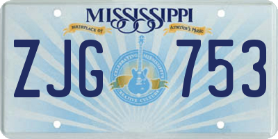 MS license plate ZJG753