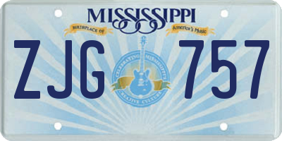 MS license plate ZJG757