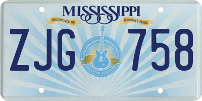 MS license plate ZJG758