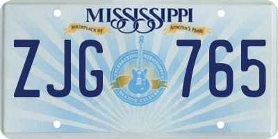MS license plate ZJG765