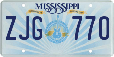 MS license plate ZJG770