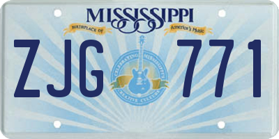 MS license plate ZJG771