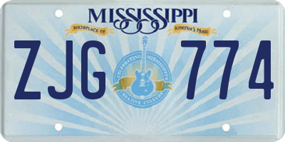 MS license plate ZJG774