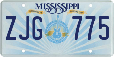MS license plate ZJG775