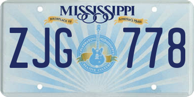 MS license plate ZJG778