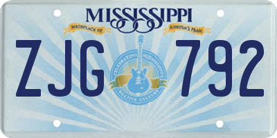 MS license plate ZJG792