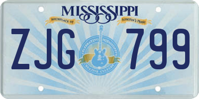 MS license plate ZJG799