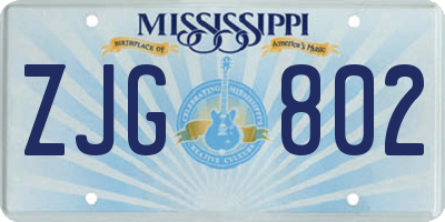 MS license plate ZJG802