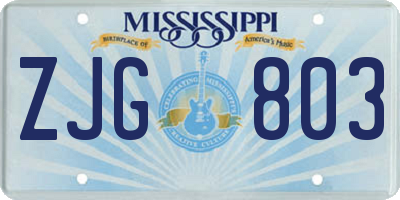 MS license plate ZJG803