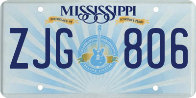MS license plate ZJG806