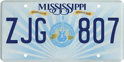 MS license plate ZJG807