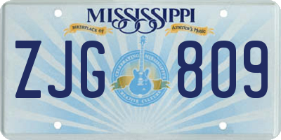 MS license plate ZJG809