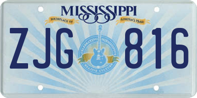 MS license plate ZJG816