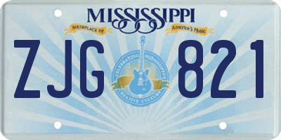 MS license plate ZJG821